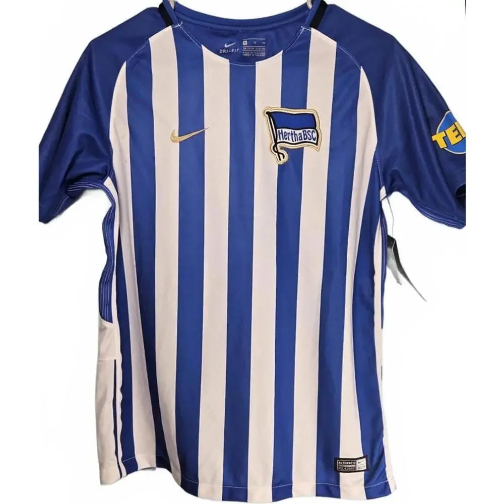 Nike Youth Dri-FIT Hertha BSC Soccer Jersey XL 13-15‎ Years Blue & White NWT